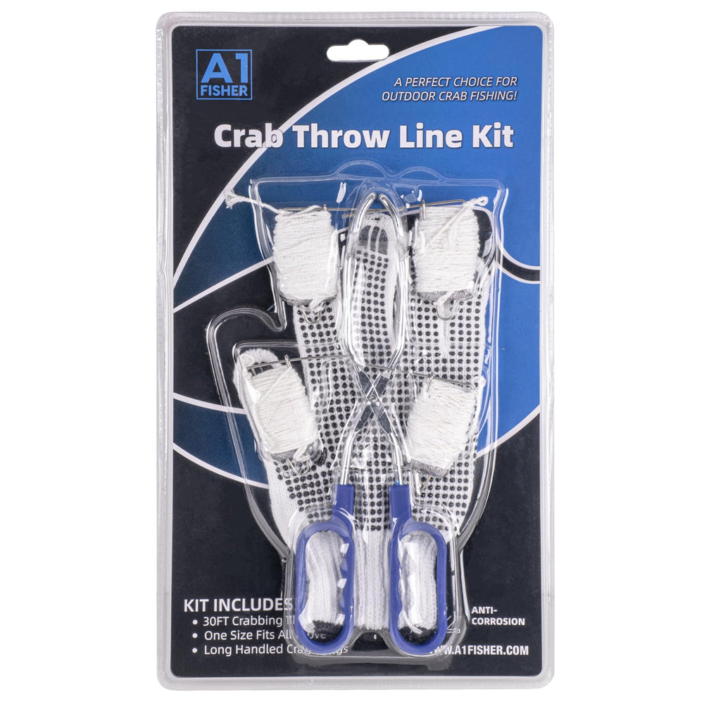 Outdoor crabbing kit ready for use with lines and gloves