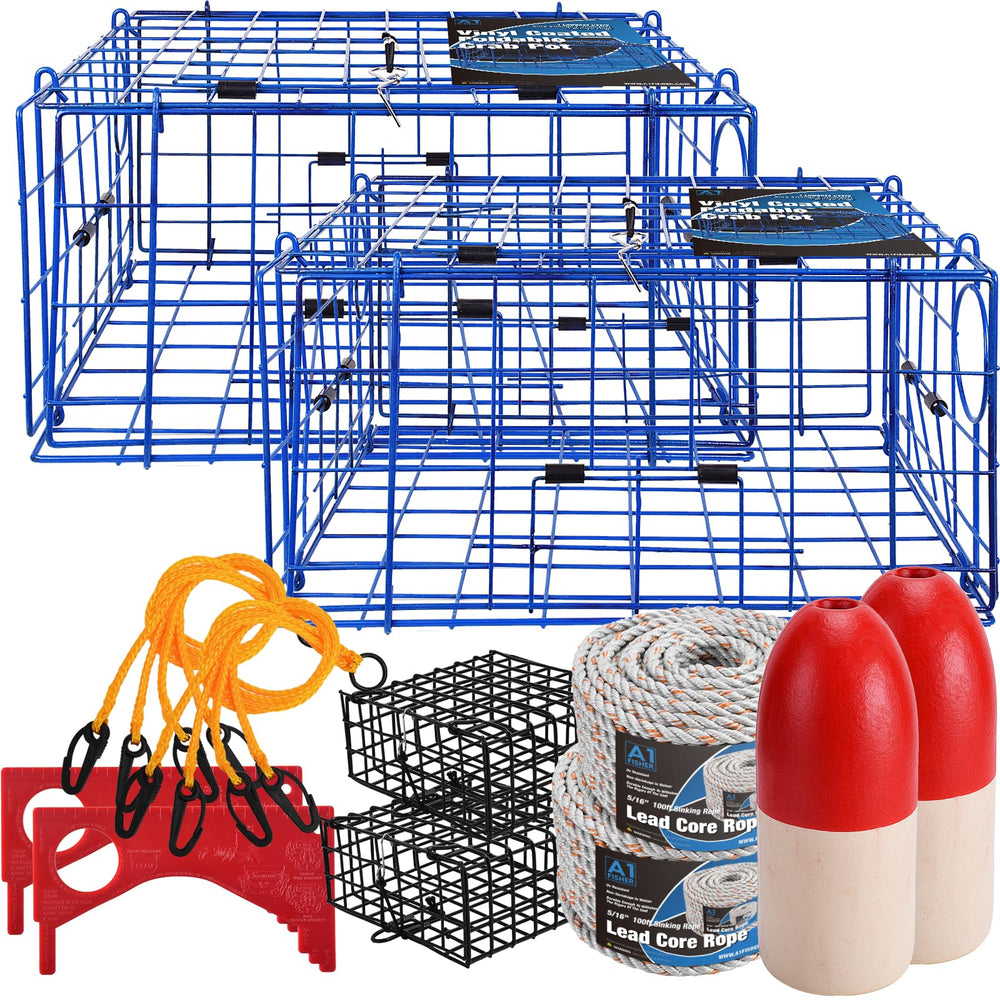 A1FISHER folding crab trap 24x24x12 ready for easy transport and storage.