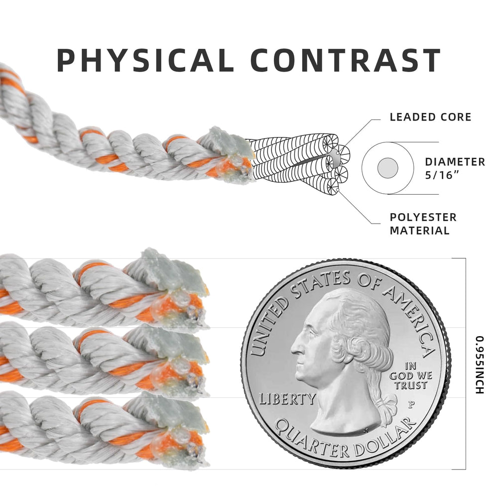 A1FISHER 5/16 inch leaded core rope ready for sinking lines.