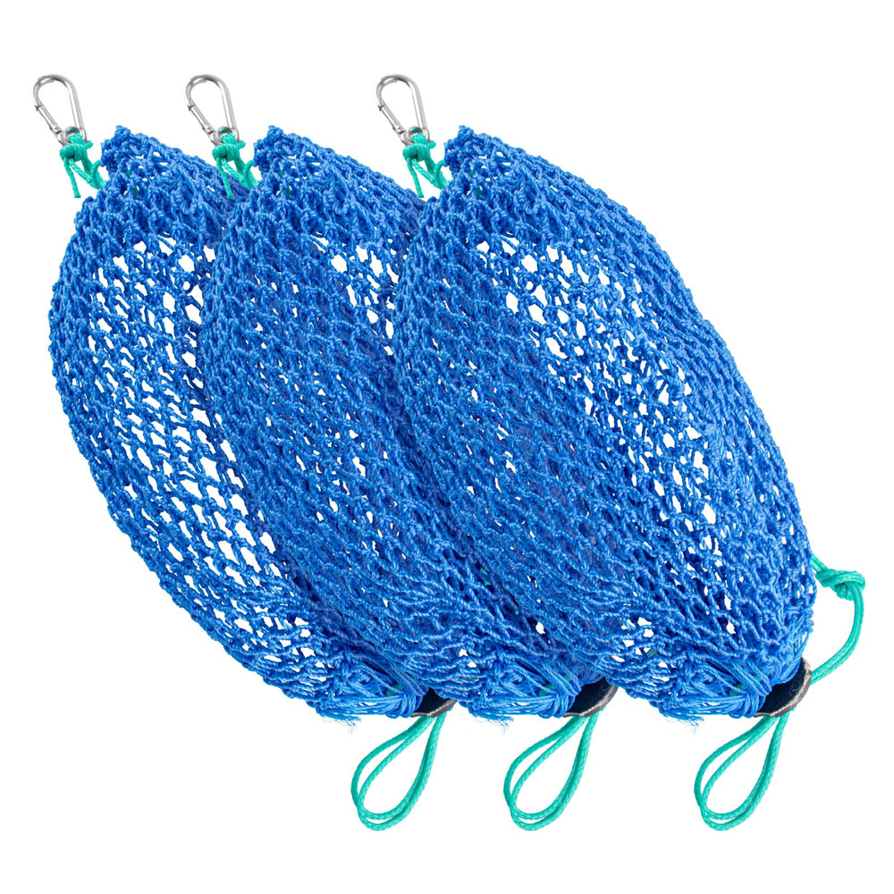 Front view of A1FISHER mesh bait bags with rubber locker