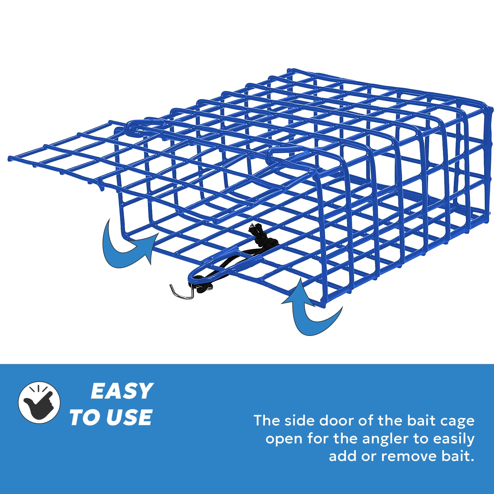 Three crab bait cages folded flat for easy transport