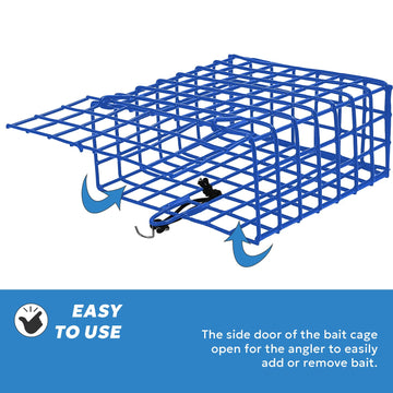 Three crab bait cages folded flat for easy transport