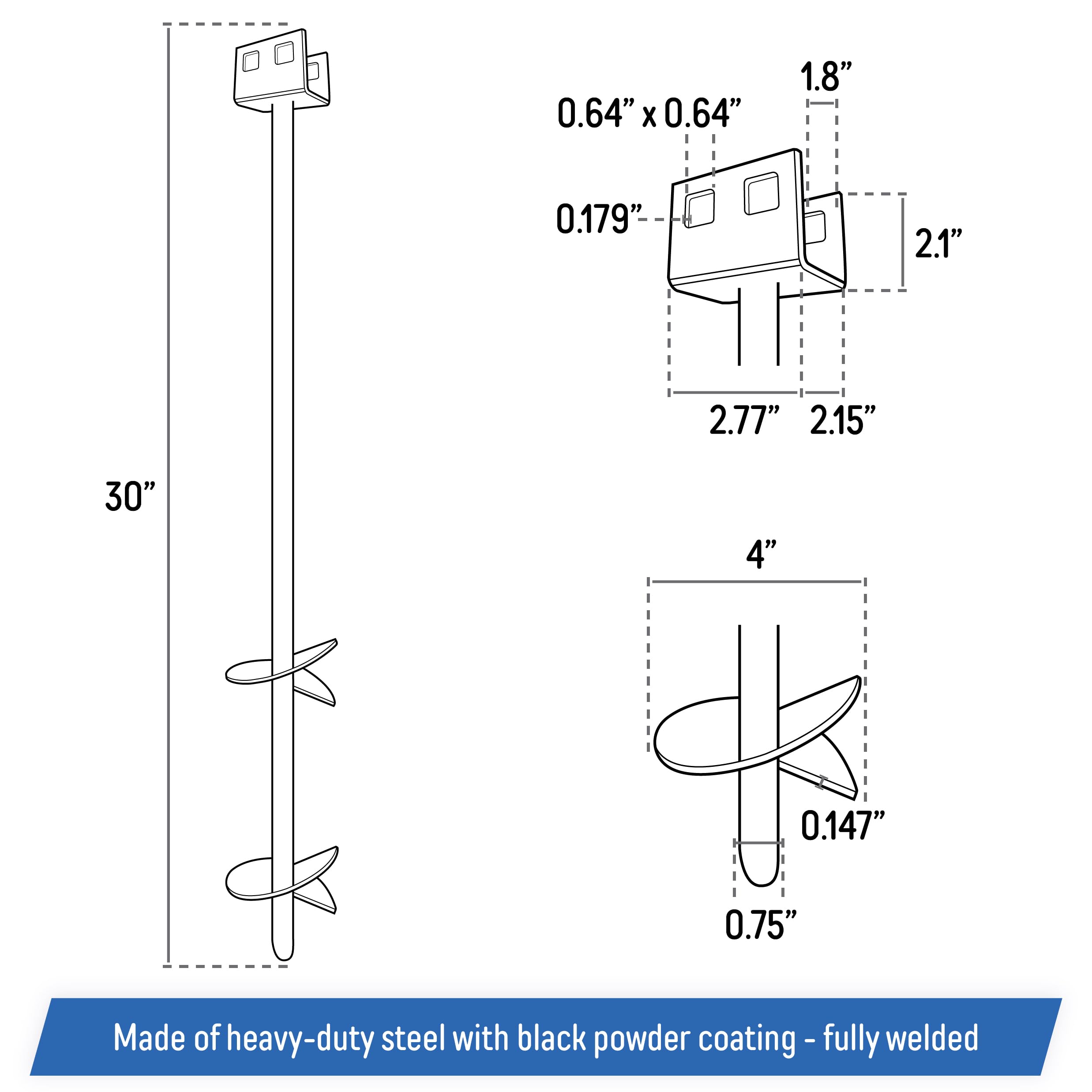 A.A heavy-duty steel anchor with black powder coat close-up.