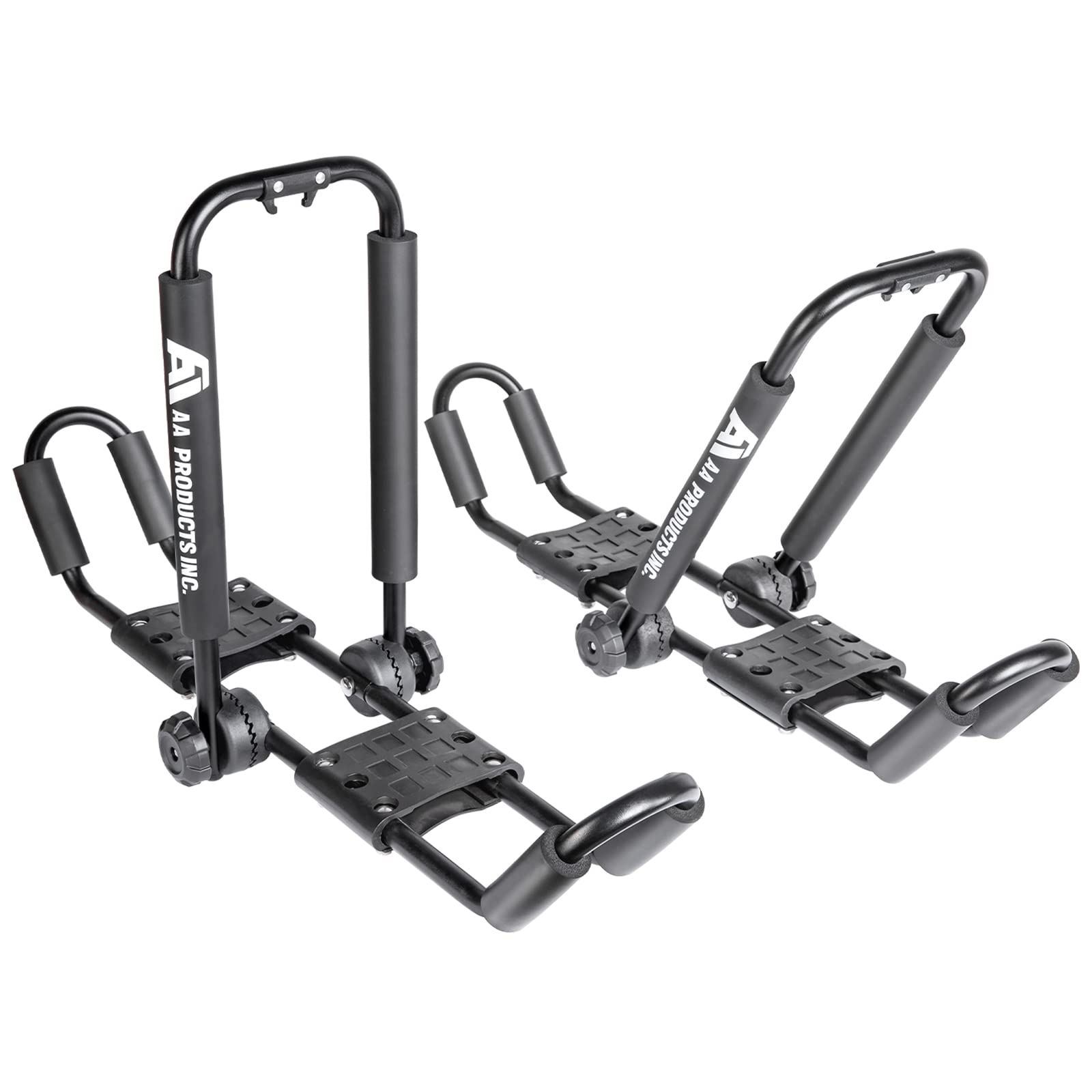 AA-Racks J-Style folding carrier with 180° rotation for versatile kayak mounting