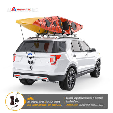 AA-Racks tightened strap demonstrates secure kayak suspension