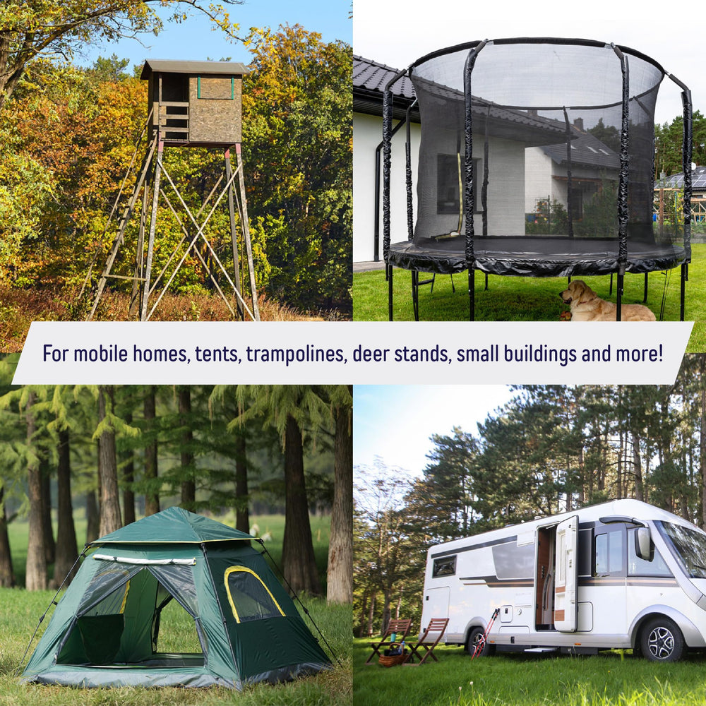 A.A two-pack in use securing deer stands and tents.