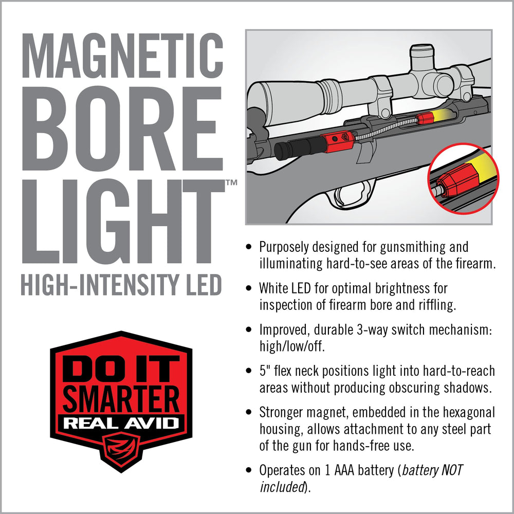 AAA battery-powered bore light for firearms