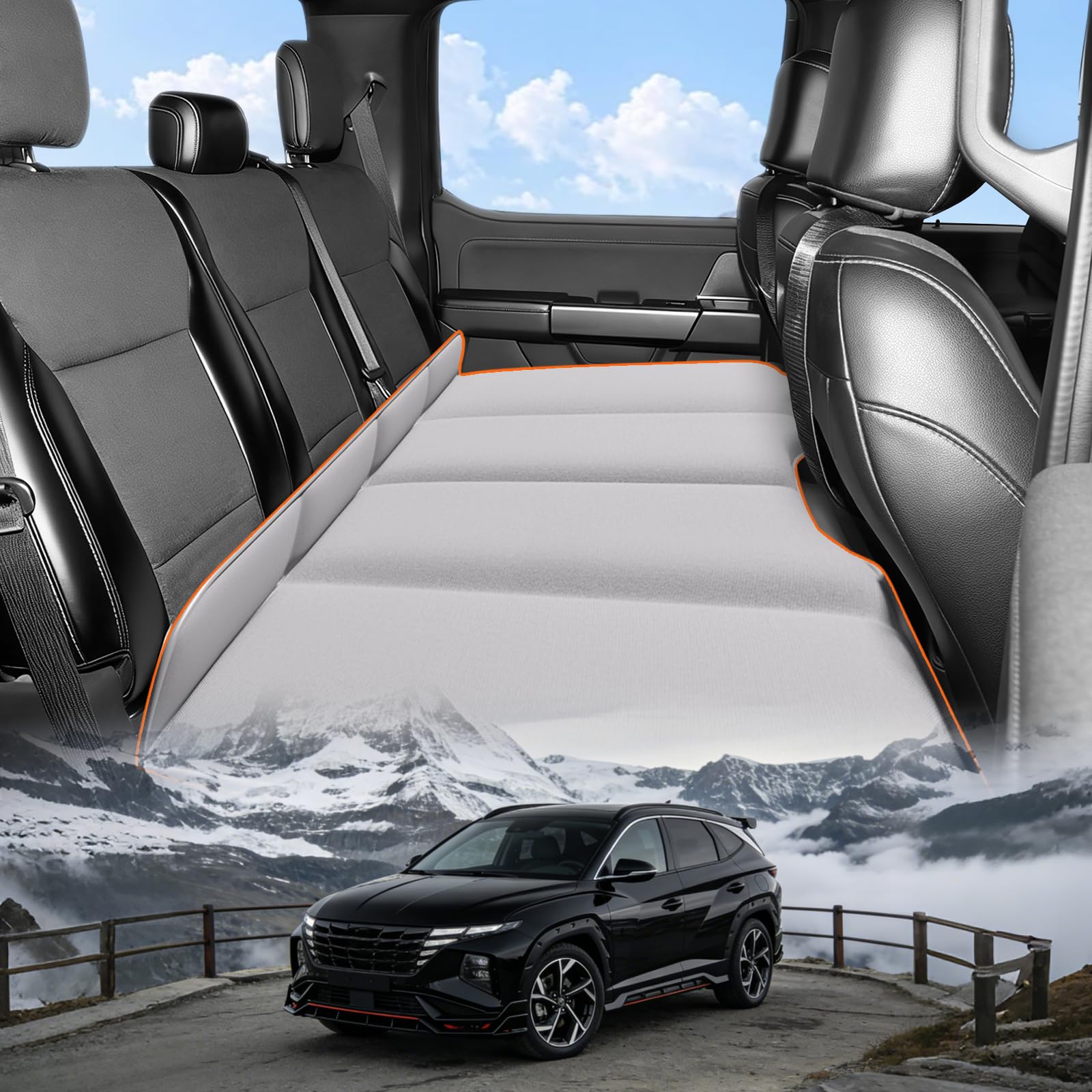 AAGJJ car bed backseat installed in Hyundai Tucson, ideal for long road trips.