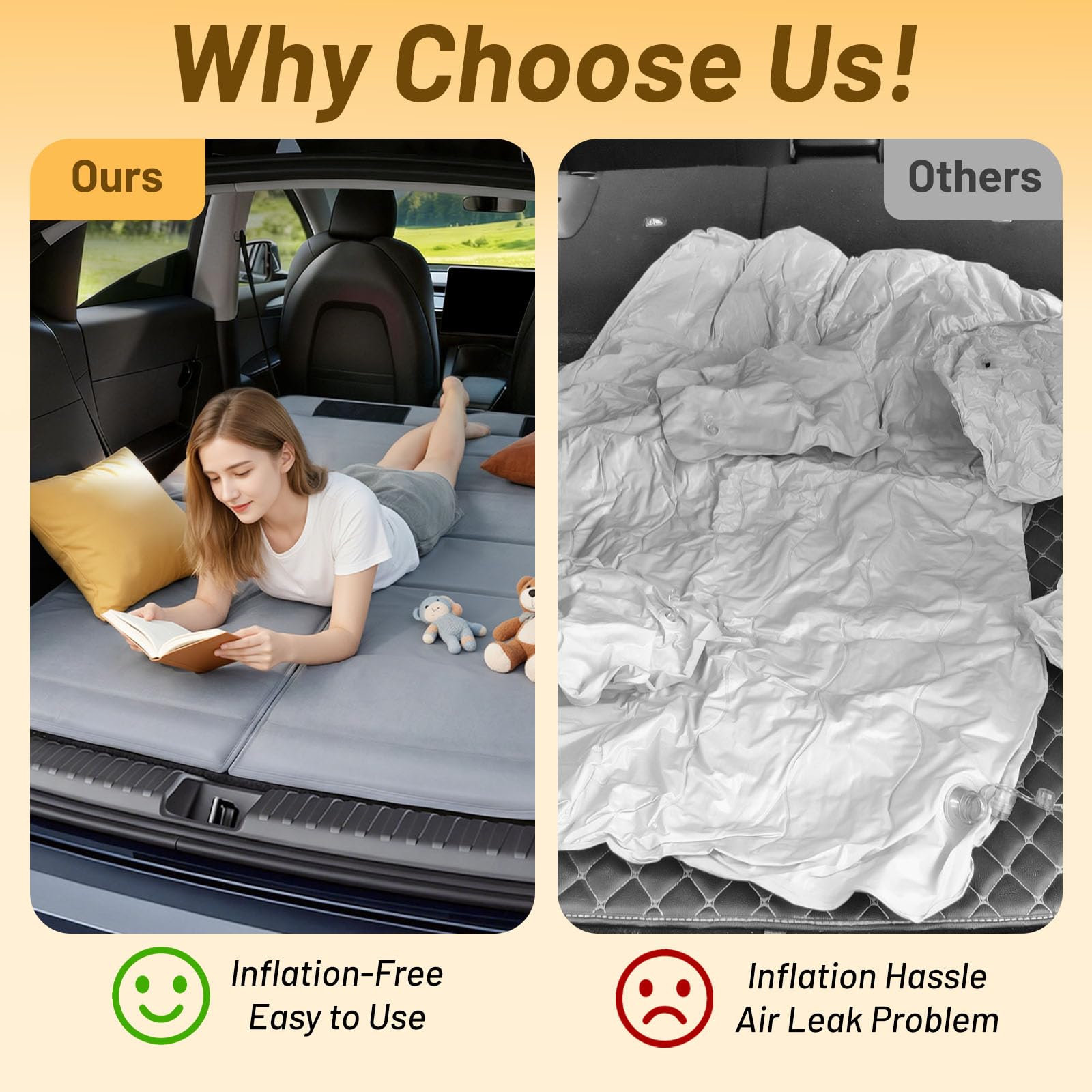AAGJJ memory foam sleeping surface delivers soft support on long trips.