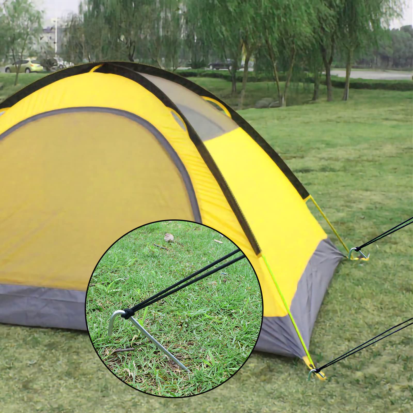 Aagut canopy and tarp anchoring stake stabilizes tents outdoors.