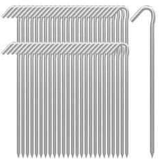 AAGUT tent stakes 9-inch length with galvanized finish for secure anchoring on hard ground.