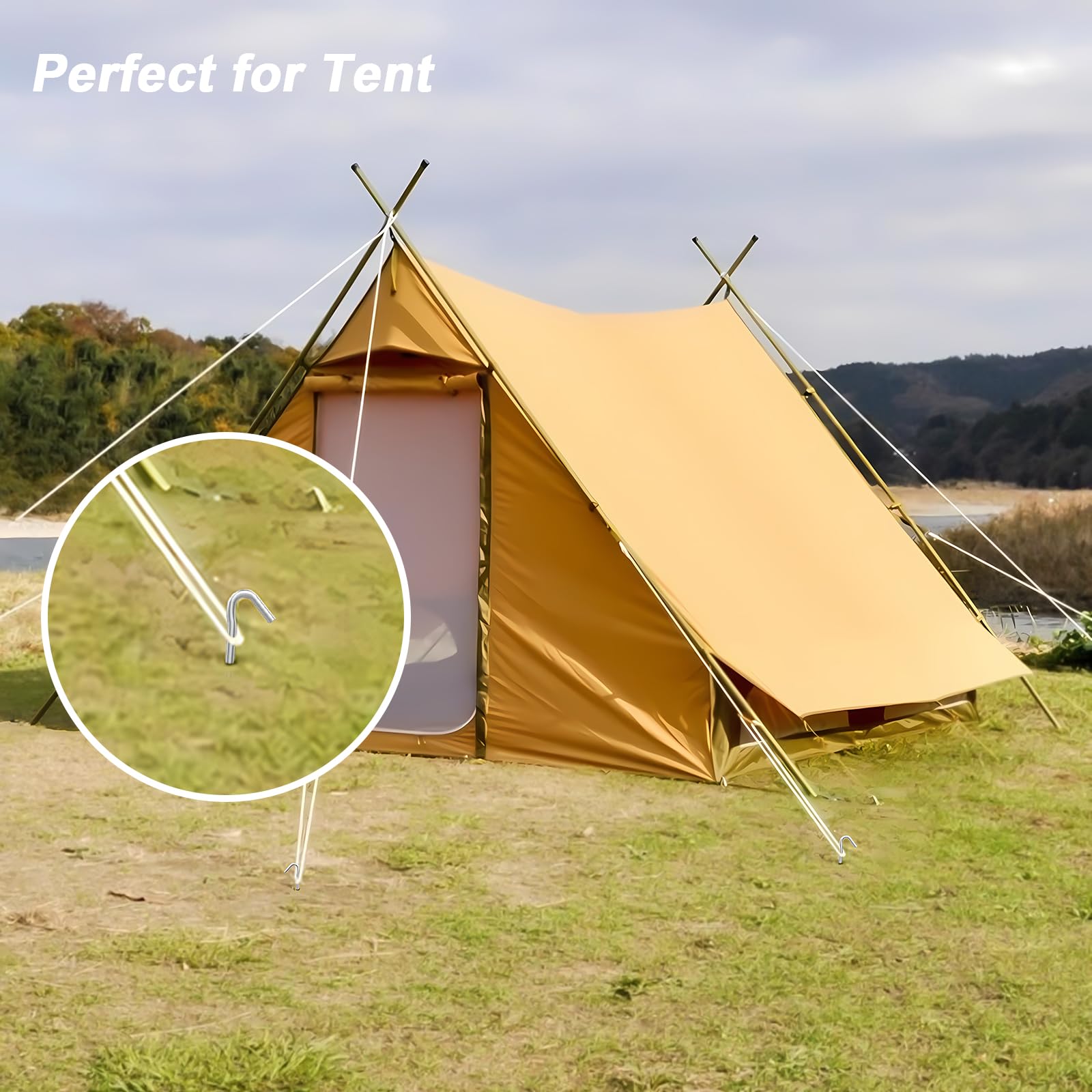 AAGUT tent stakes 9-inch length penetrates soil for deep-ground grip.