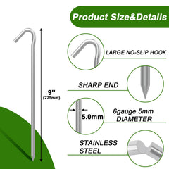 AAGUT tent stakes hexagon shape with no-slip hook keeps lines taut for reliable setup.