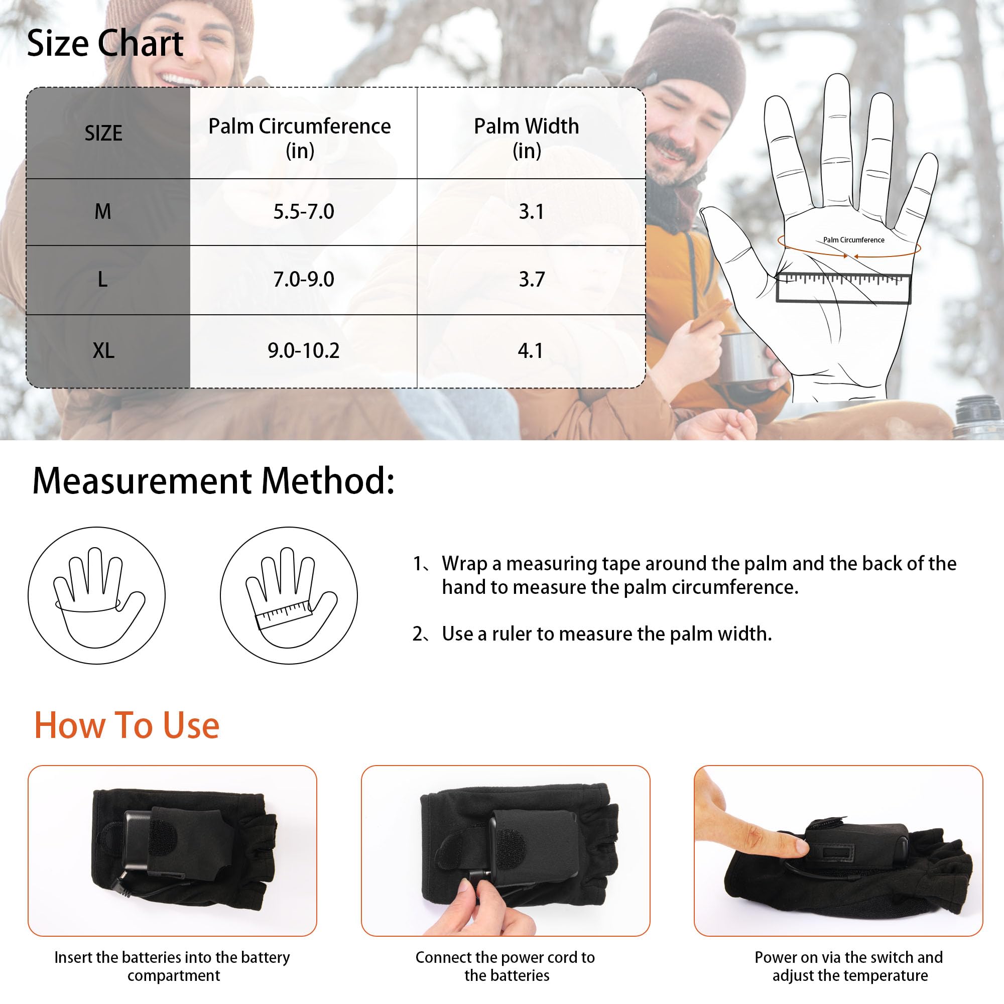 AaoLin Heated Gloves front-back heating-elements deliver instant warmth across hands.