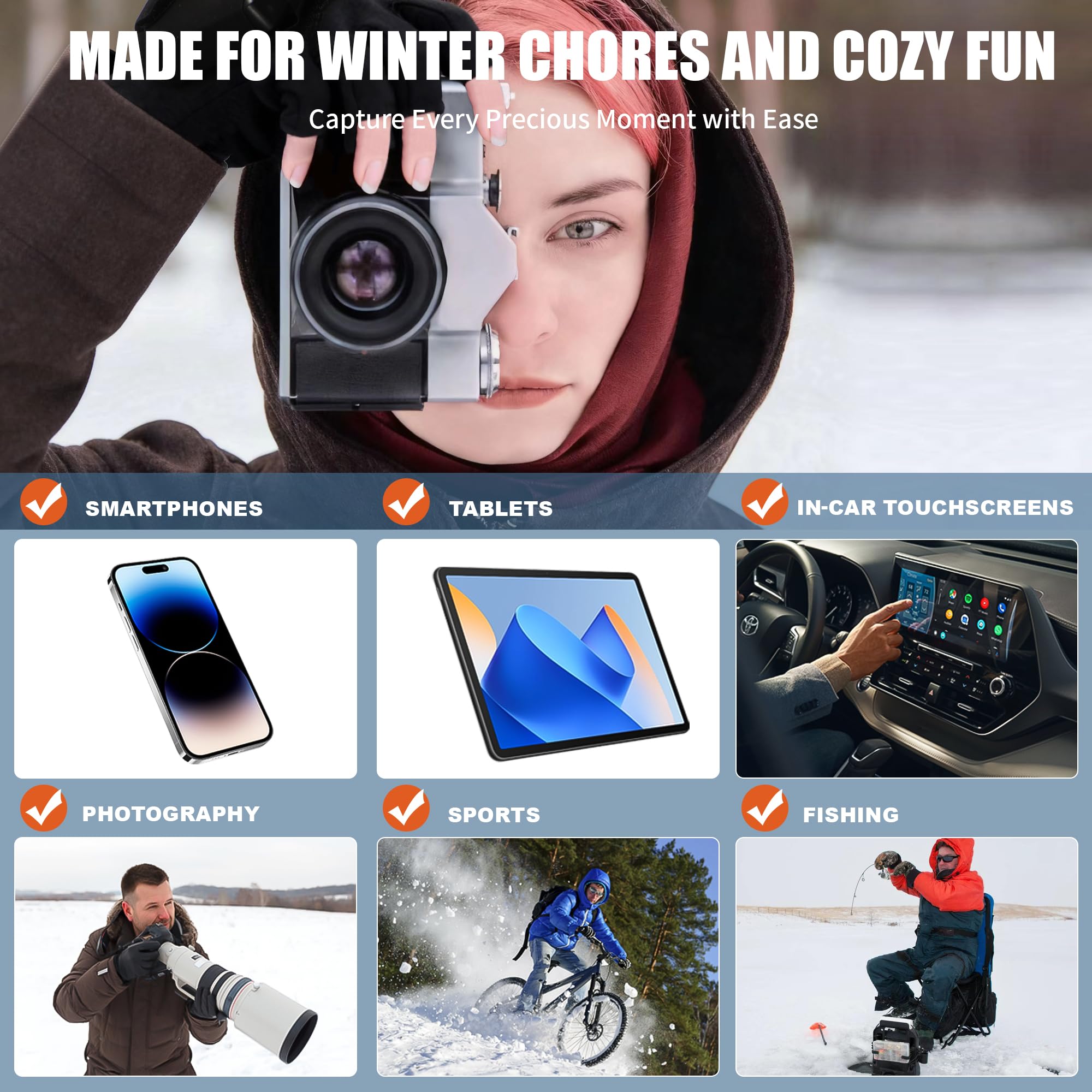 AaoLin Heated Gloves non-slip palm for secure handling of devices in cold weather.