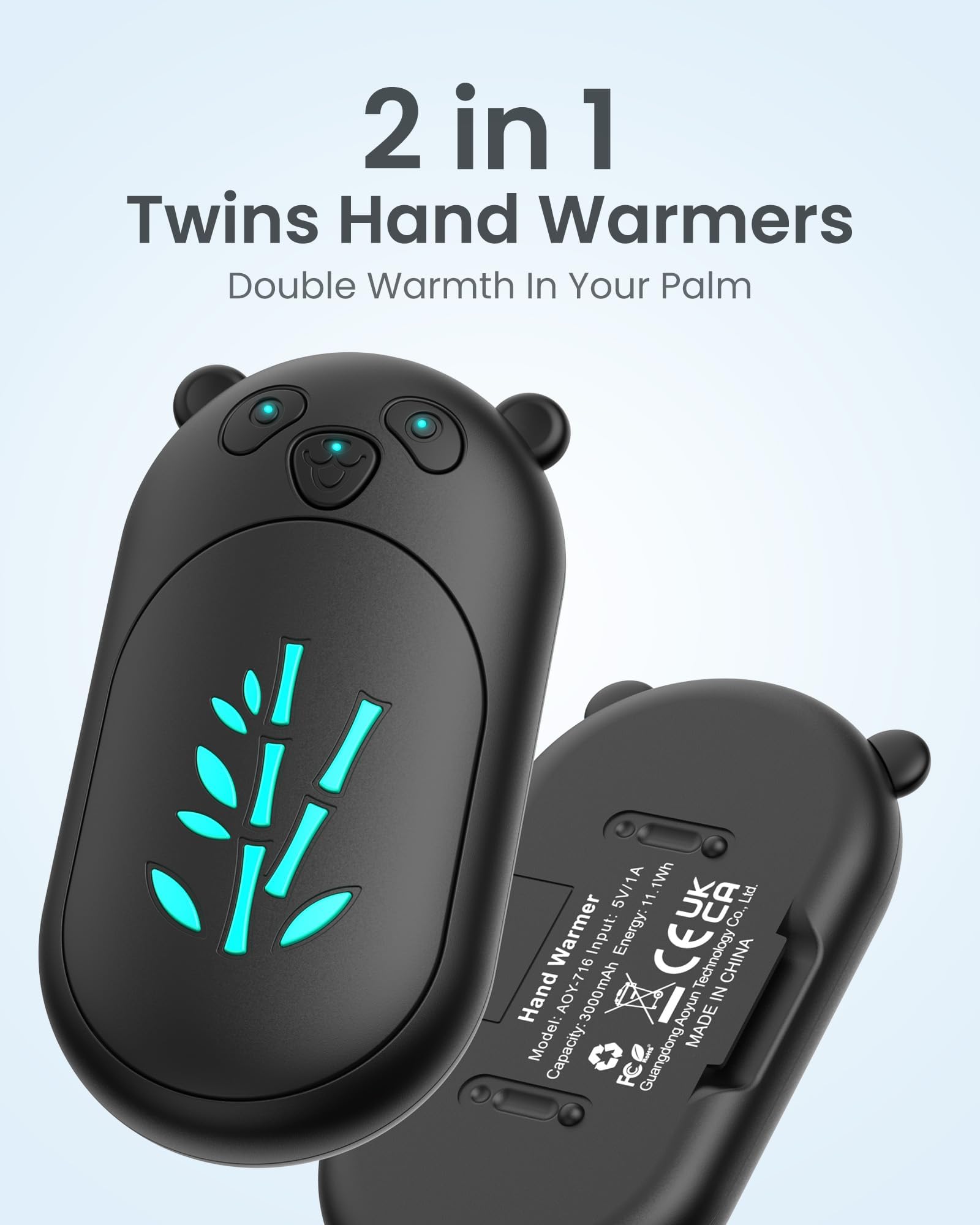 AaoLin hand warmers in-use scenario warming both hands on a cold day.