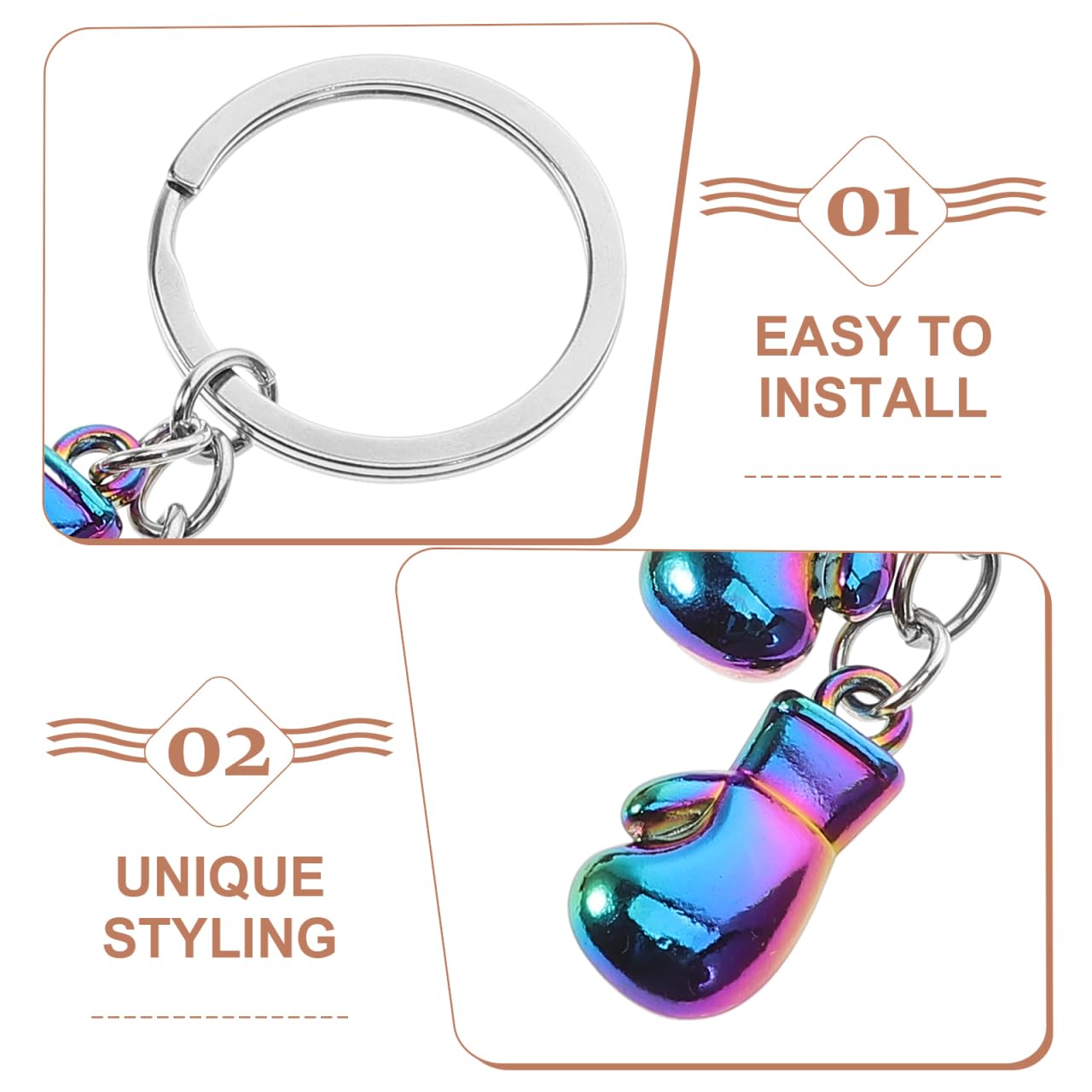 Abaodam assorted color boxing keychain brings sporty flair to backpacks.