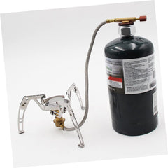 Abaodam outdoor camping stove connection enables versatile fuel setup on the trail.