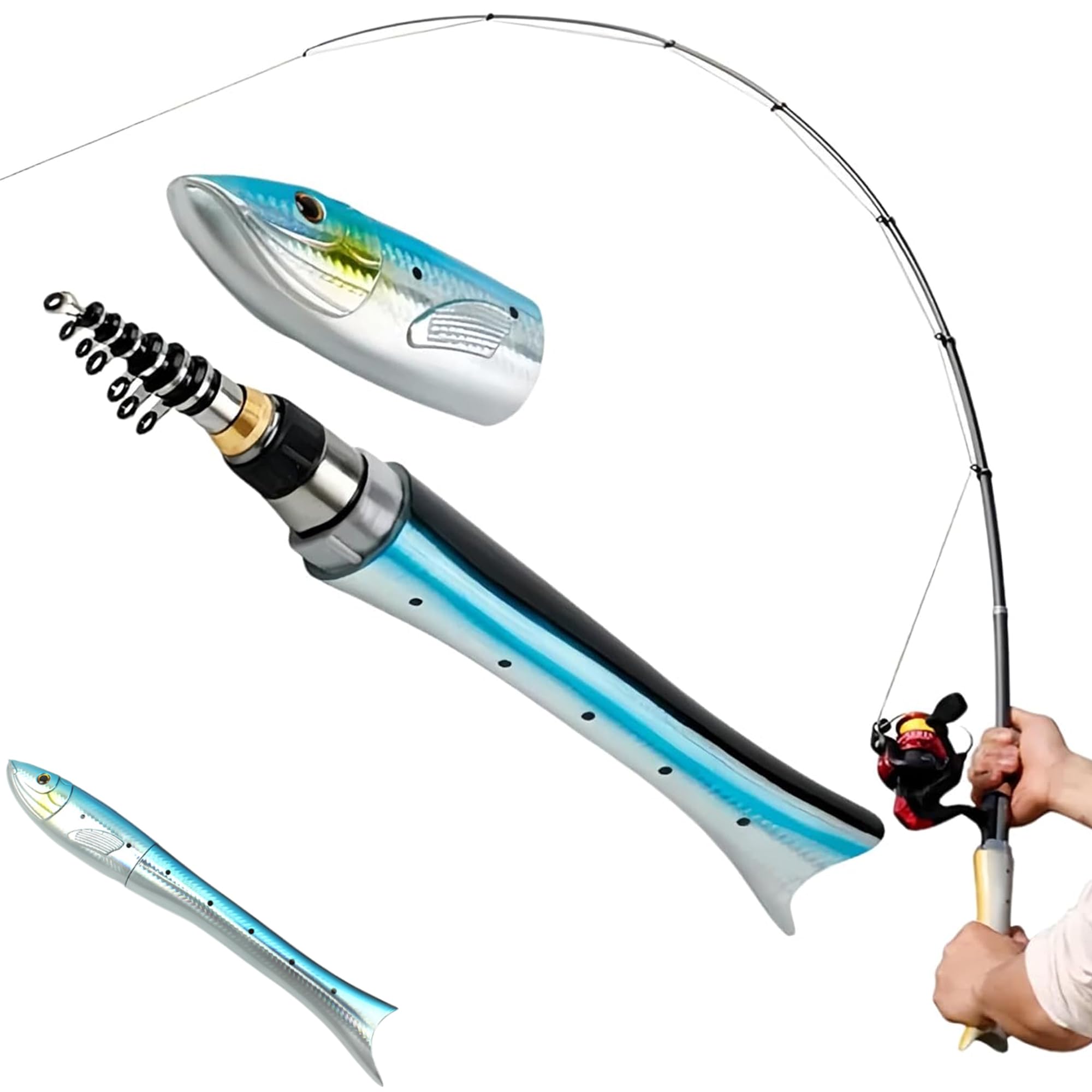 ABCISI telescopic pen fishing rod extended to 63 inches for versatile fishing.