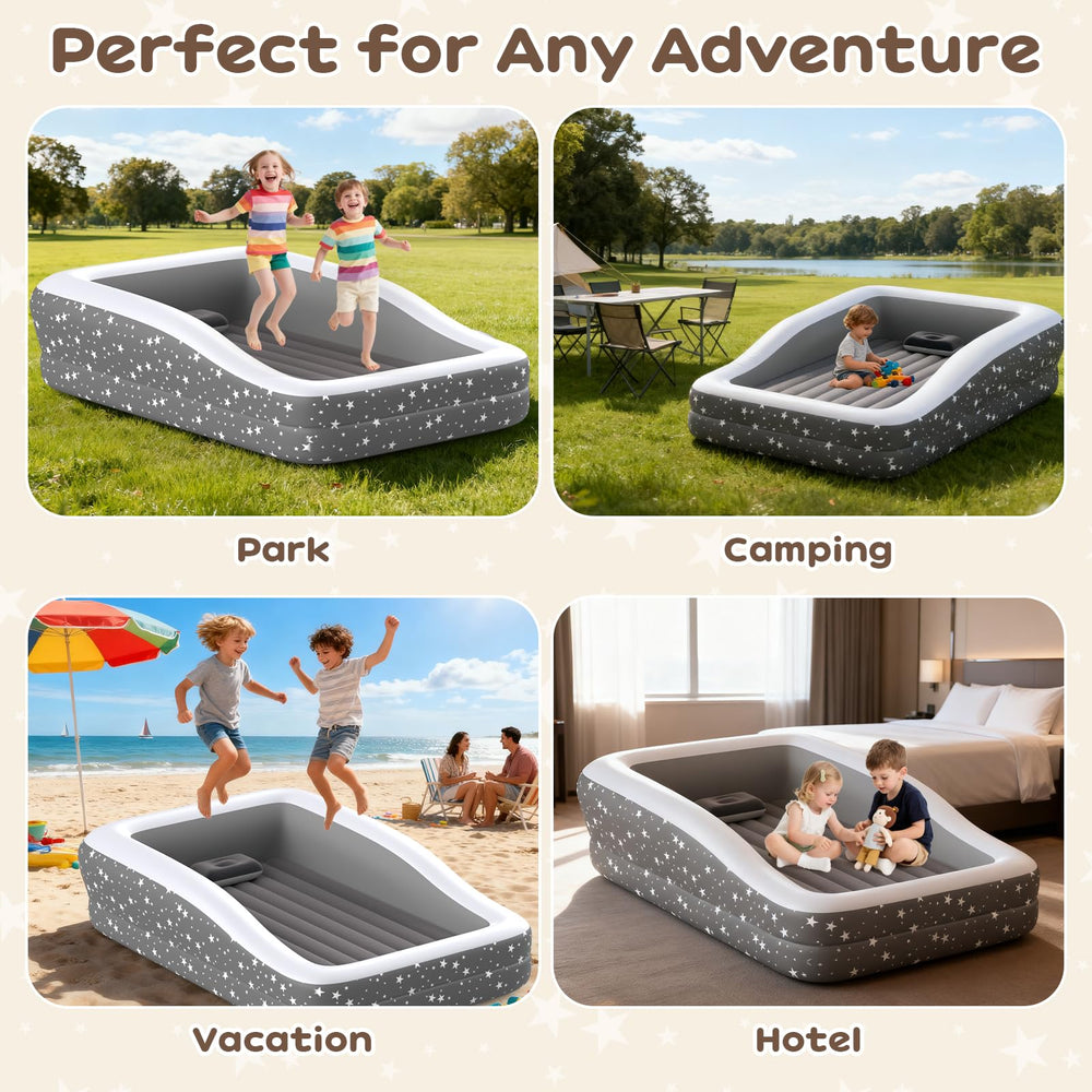 Abdtech easy inflate/deflate/clean toddler bed gray for simple care.