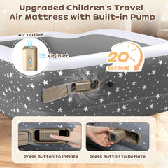 Abdtech star-pattern PVC toddler air mattress gray durable and playful.