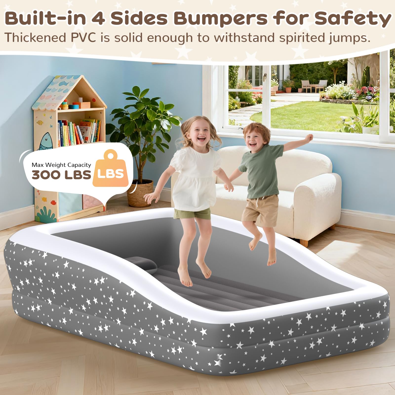 Abdtech toddler bed supports up to 300 lbs for versatile use.