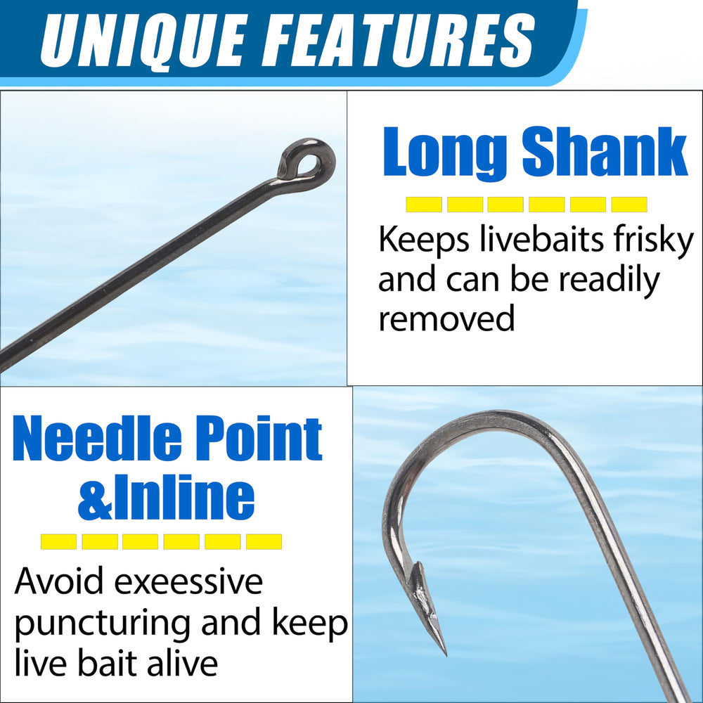 Assorted sizes: 1/0, #1, #2, #4, #6, #8 Aberdeen hooks