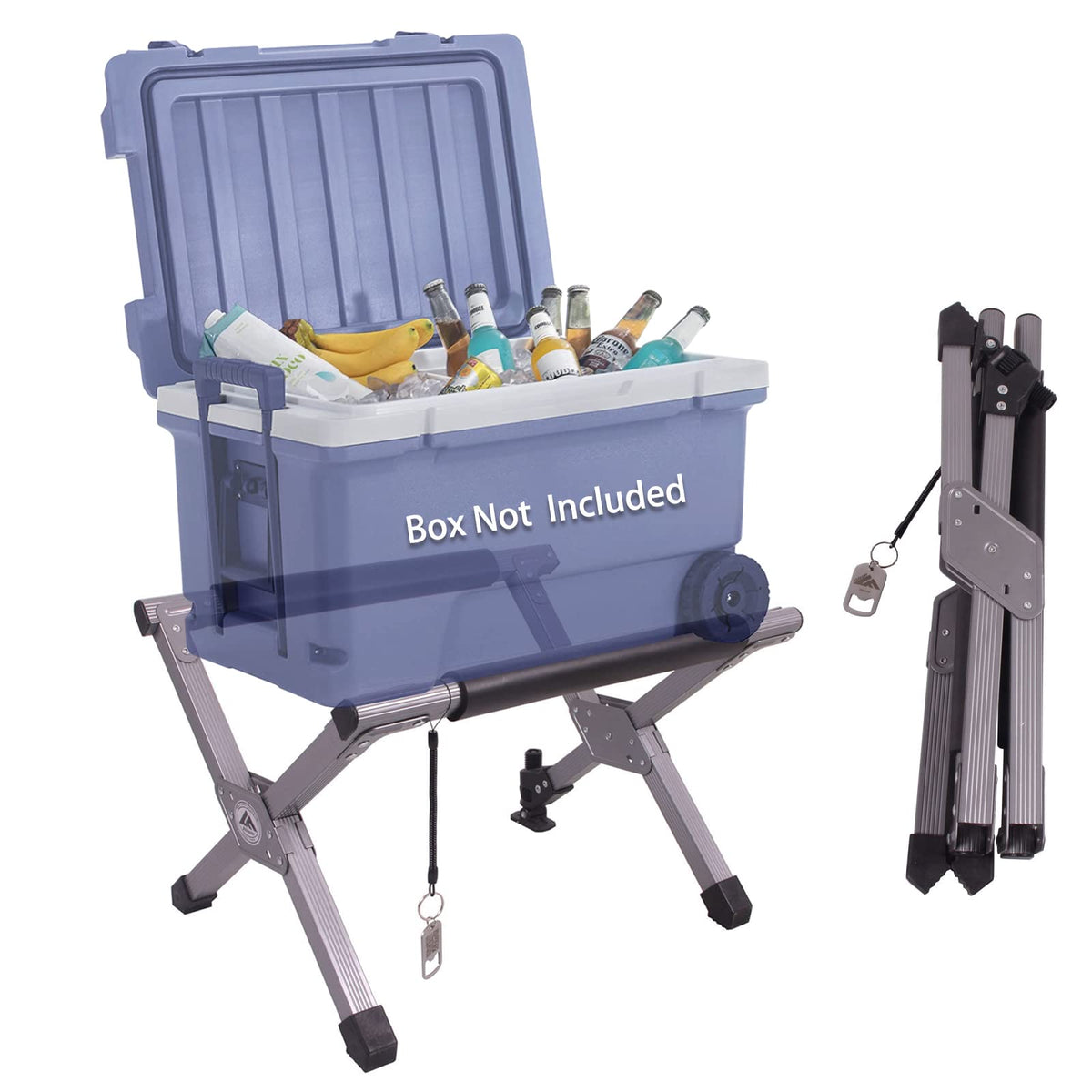 Ablazer folding cooler stand frame with carry bag stabilizes outdoor setups on uneven terrain.