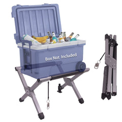 Ablazer folding cooler stand frame with carry bag stabilizes outdoor setups on uneven terrain.