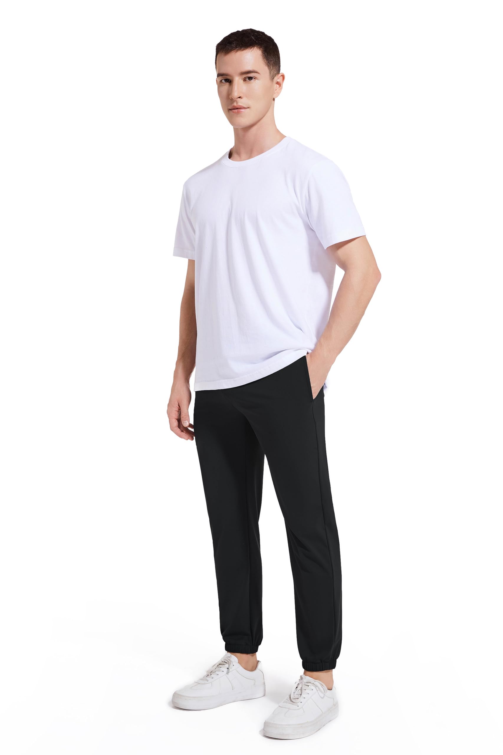 AbleTree athletic joggers black back zip pocket image emphasizes secure storage for wallet or phone.
