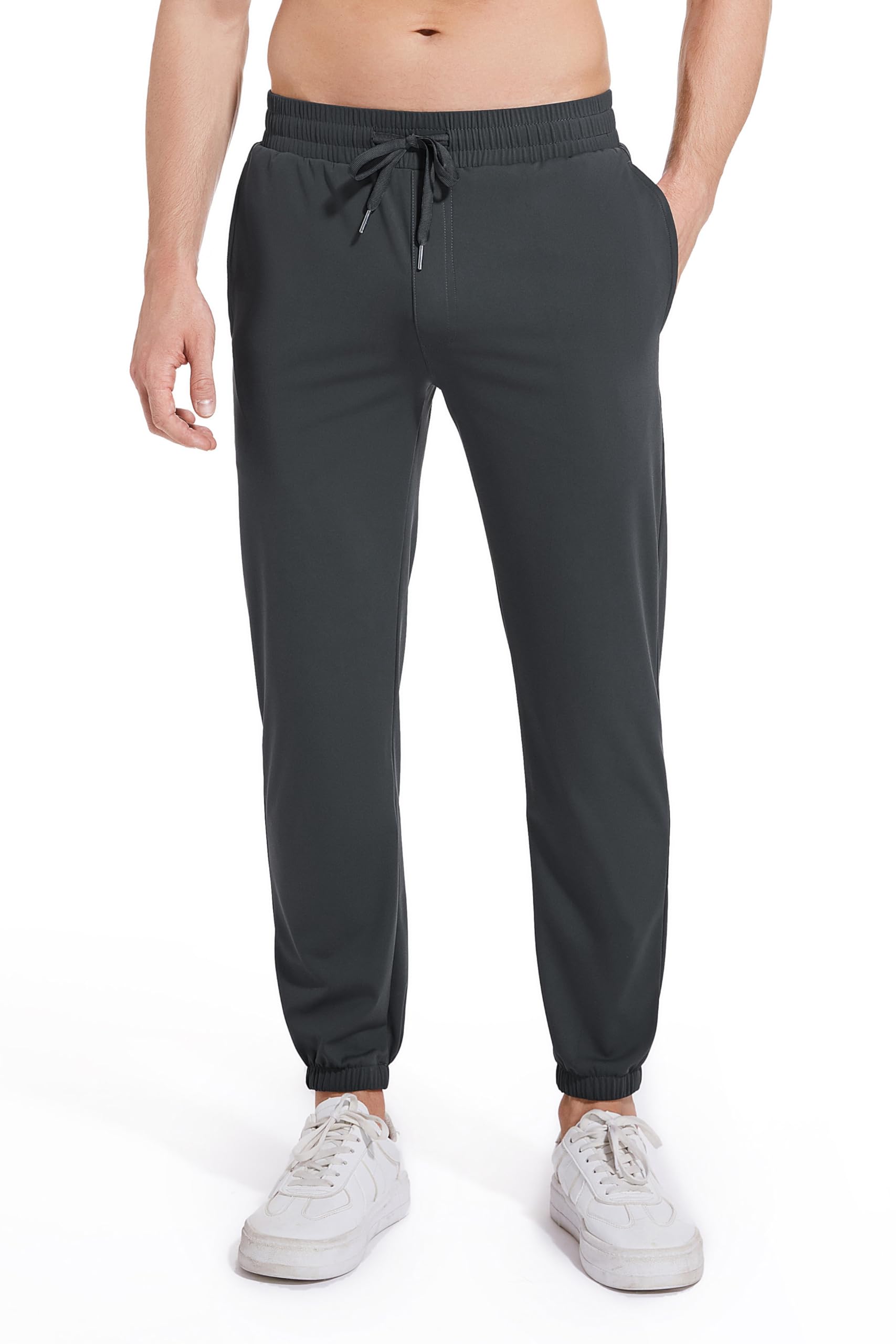 AbleTree athletic joggers dark gray front view for versatile everyday athletic wear.