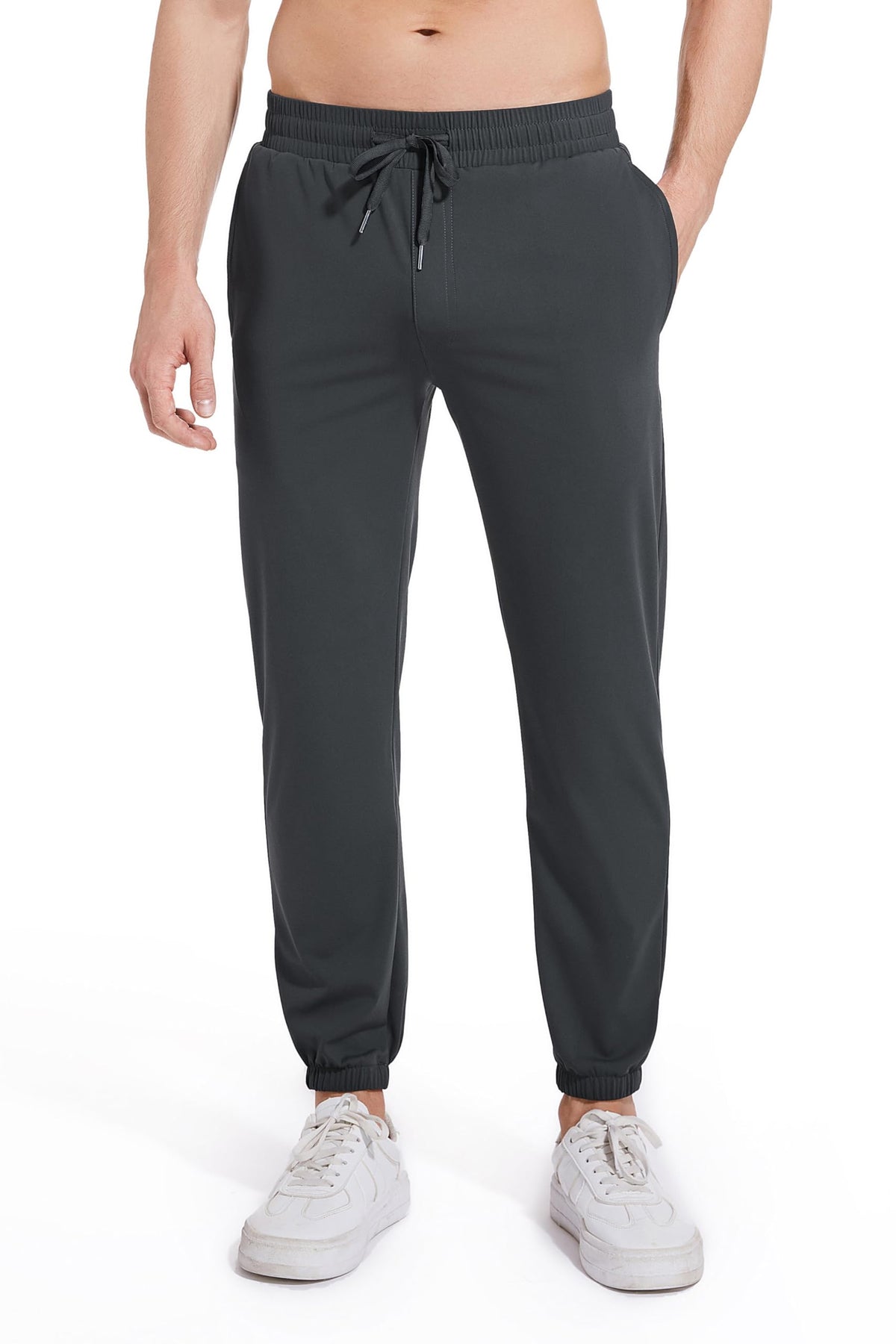 AbleTree athletic joggers dark gray front view for versatile everyday athletic wear.