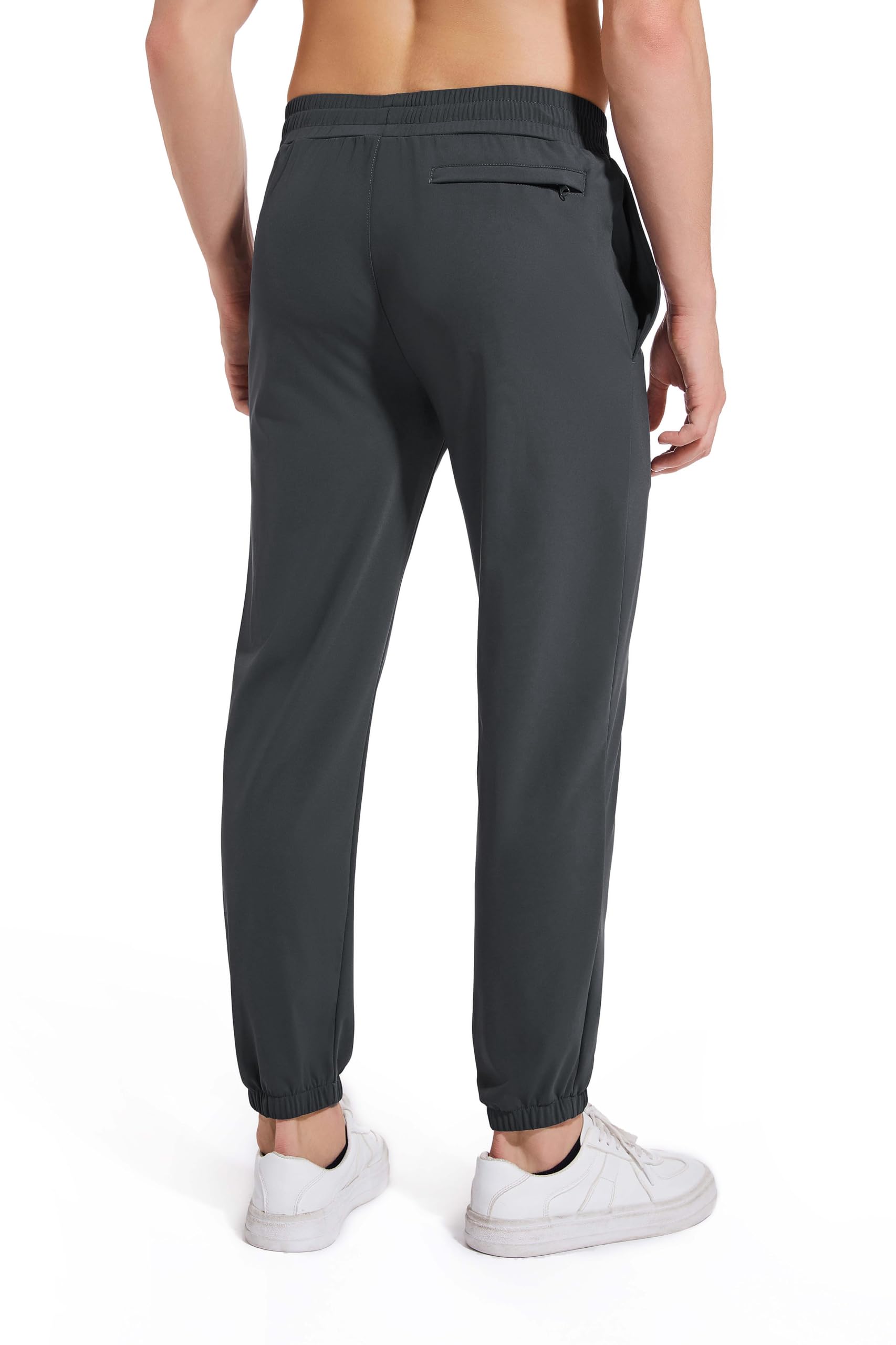 AbleTree athletic joggers dark gray side view highlighting flexible movement for workouts.