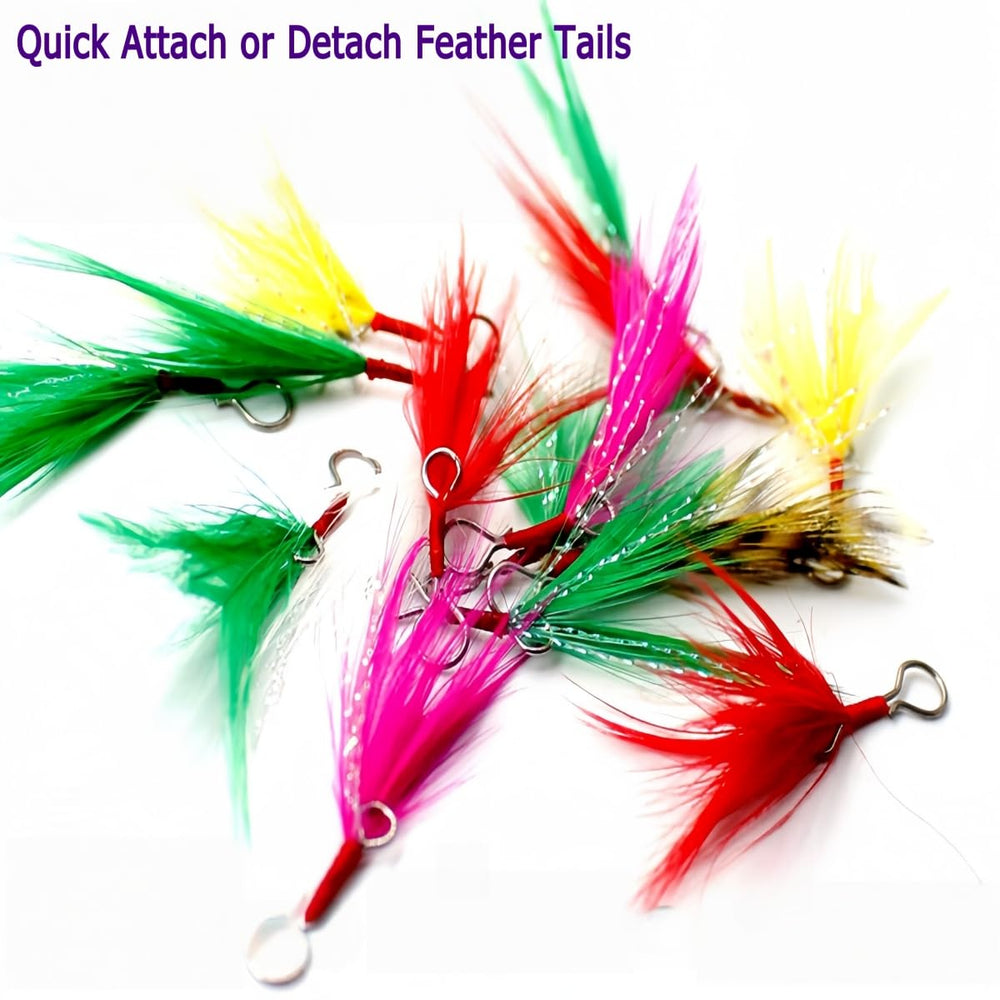 Feather rooster tails in yellow for Aboda lures