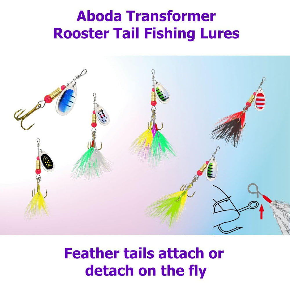 Close-up of spinner lures in Aboda kit