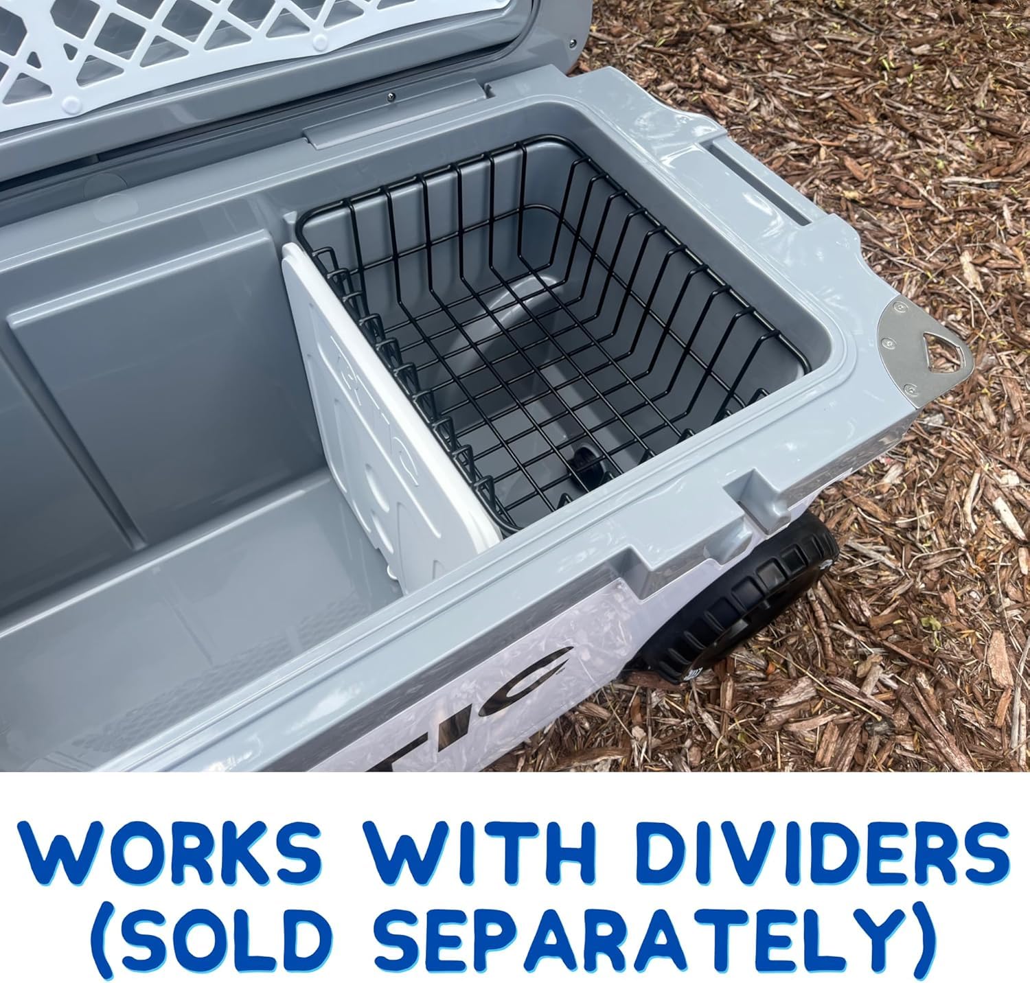 Above Sea Level cooler basket with airflow keeps food dry during outings.