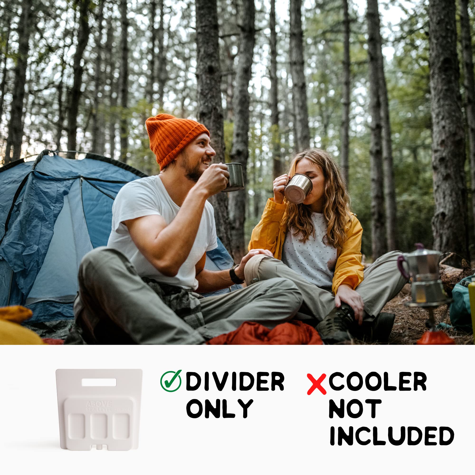 Above Sea Level gel divider demonstrates over two pounds of freezer gel for extra chill.