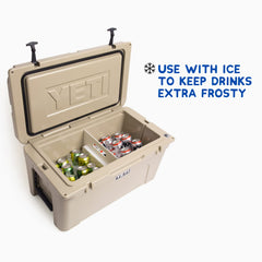Above Sea Level ice pack divider shown with wire baskets for flexible setup.
