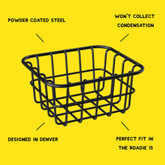Above Sea Level powder-coated steel wire basket adds rugged organization to camping meals.