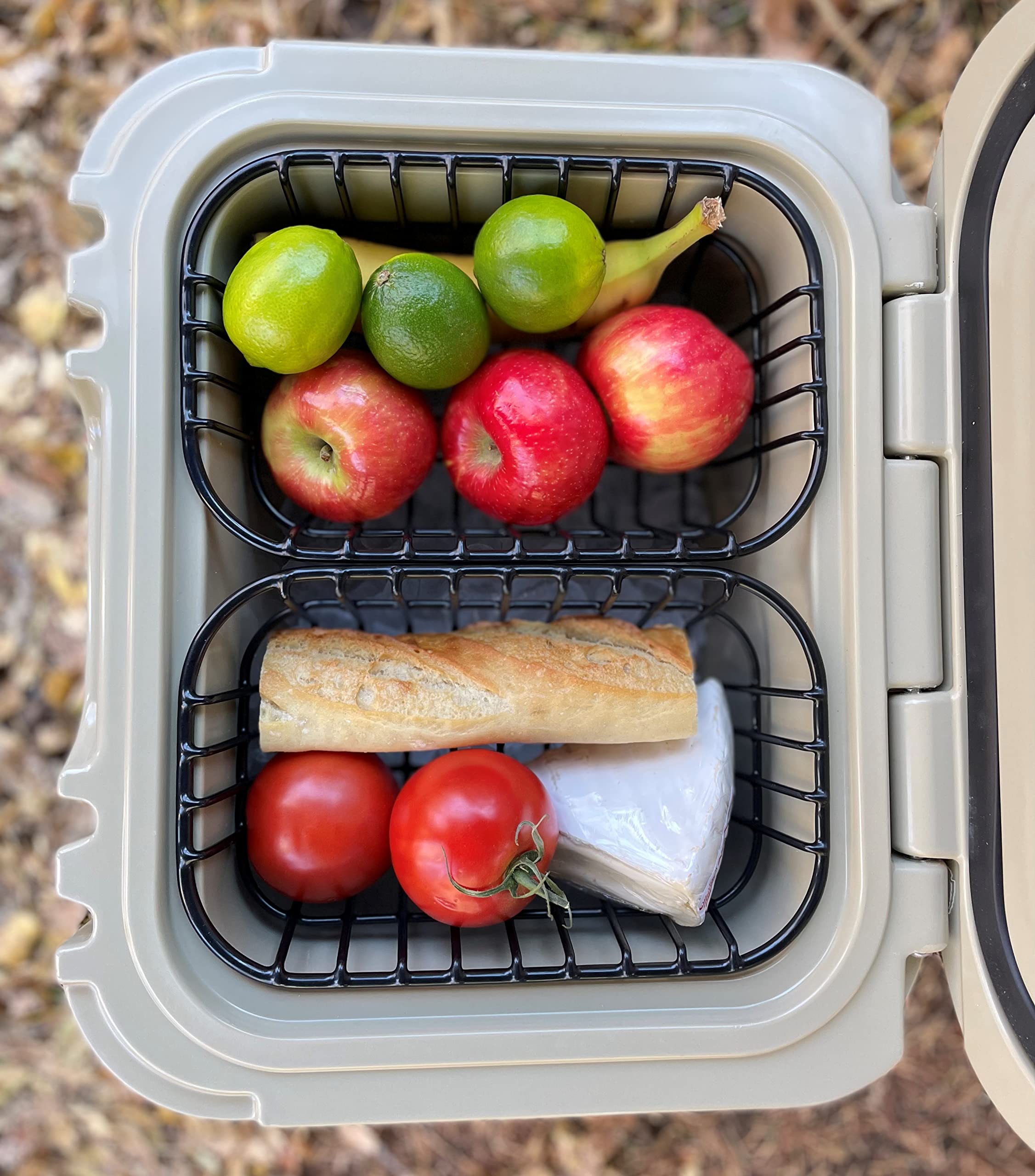 Above Sea Level roadie basket cold-air-flow keeps items cool and dry at tailgate.