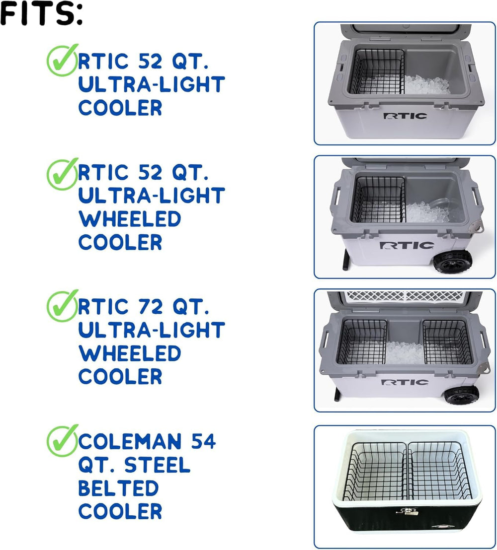 Above Sea Level 72qt Ultra-Light basket in use with divider for separation.