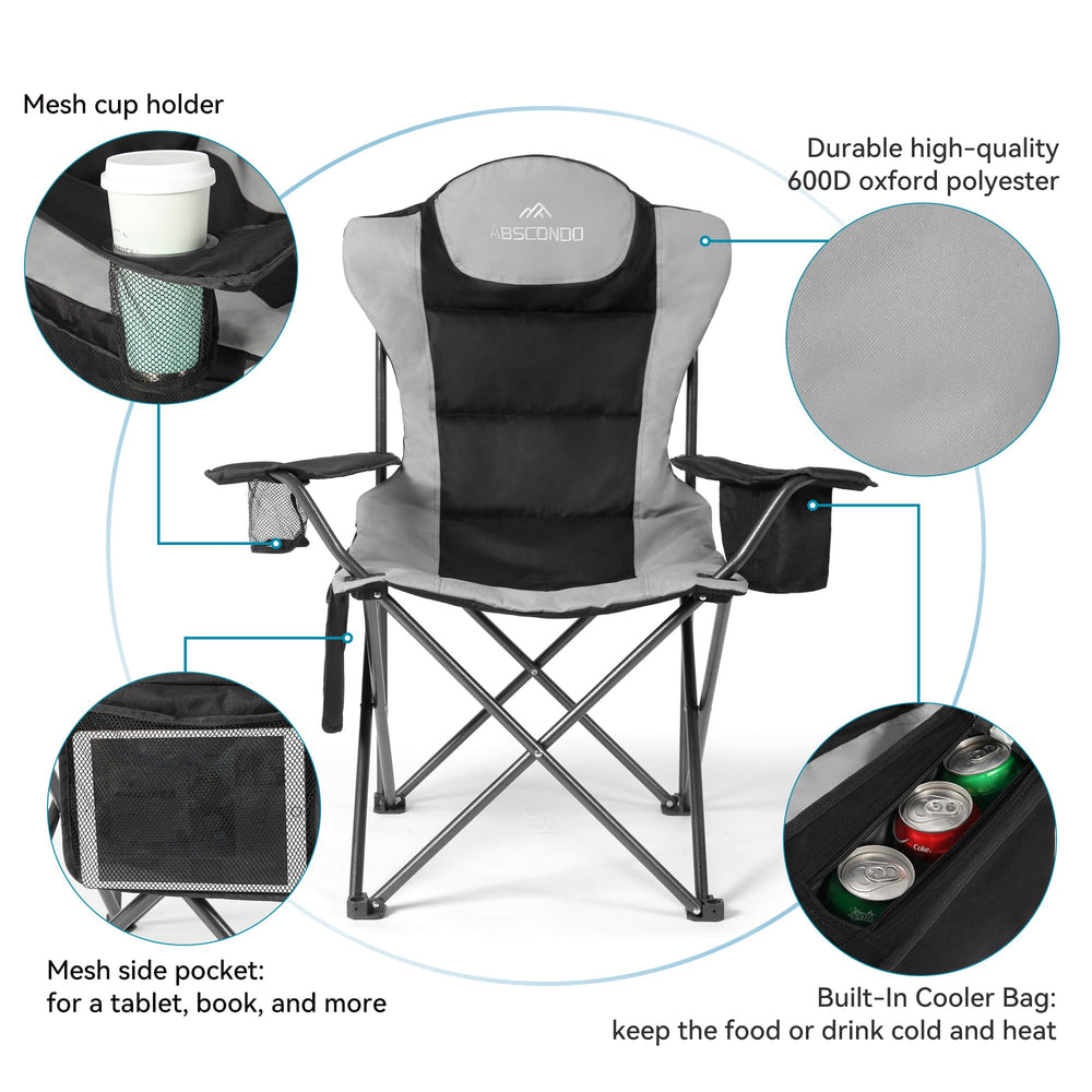 Abscondo heavy-duty frame supports up to 350 lbs for sturdy seating.