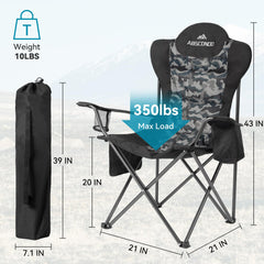 ABSCONDO camping chair wide-seat design delivers comfortable seating and roomy space.