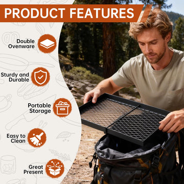 ABSCONDO camping grill with insulated handle minimizes burns.
