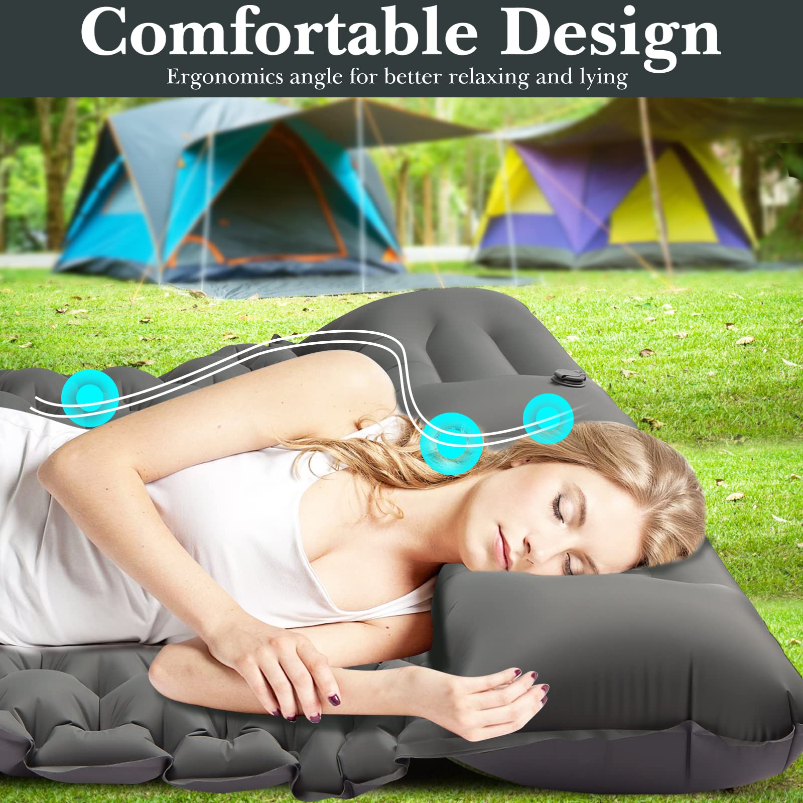ABTOHE double sleeping pad waterproof surface protects from damp ground.