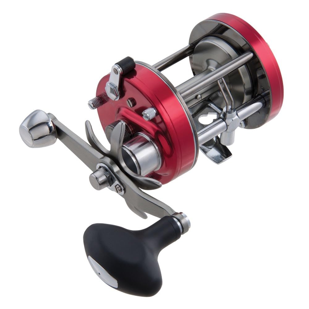 Abu Garcia Ambassadeur C-7000 reel side view highlighting extended handle for power.