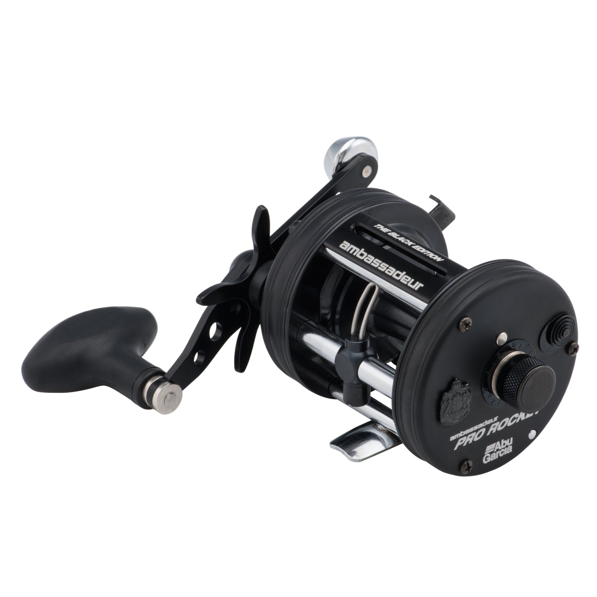 Abu Garcia Ambassadeur CSB Pro Rocket 6500 reel side view highlights durable aluminum frame.