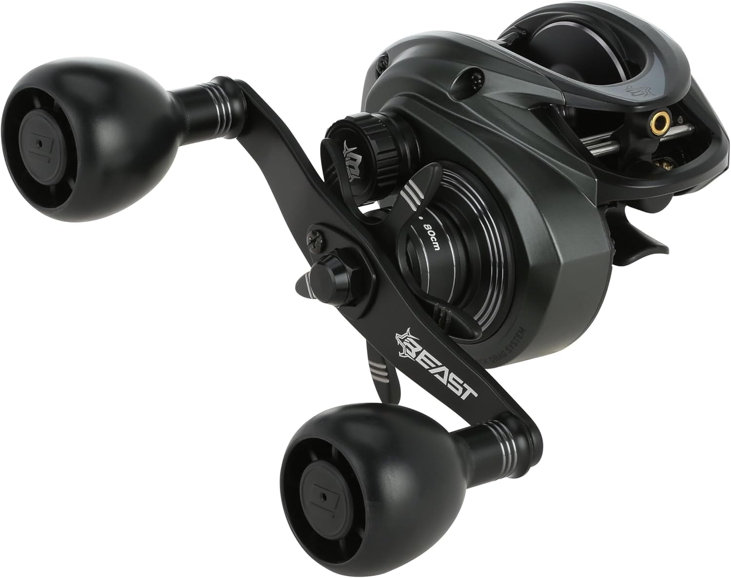 Brass Duragear reel close-up emphasizing durability under heavy loads