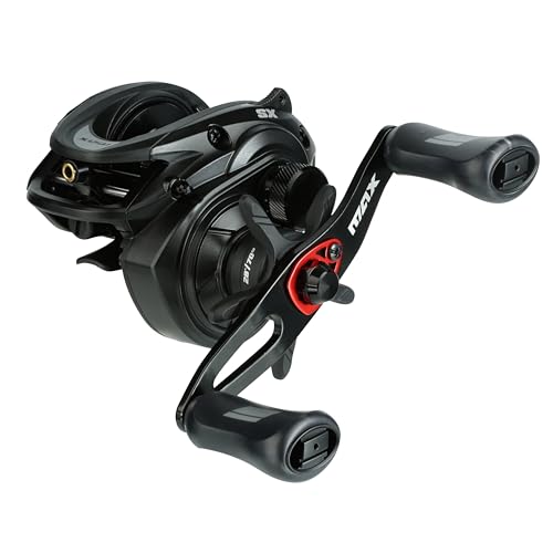 Left-hand retrieve Max SX reel highlighting lightweight graphite body for easy handling.