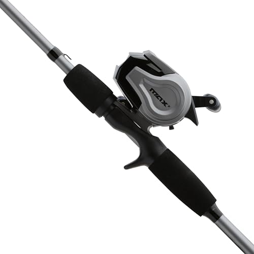 Abu Garcia Max X ergonomic low-profile frame shown for improved grip during long sessions.